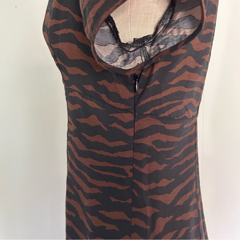 Madewell V-Neck Mini Dress in Abstract Animal Black Brown NWT Size 8 - Picture 8 of 10
